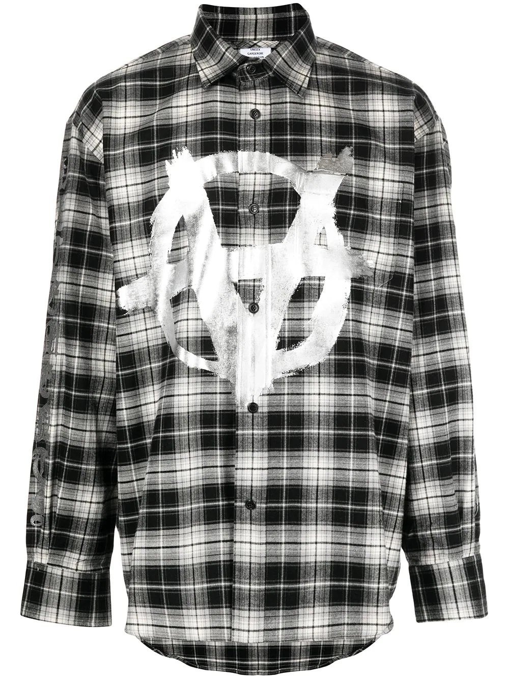 foil graphic-print plaid shirt - 1