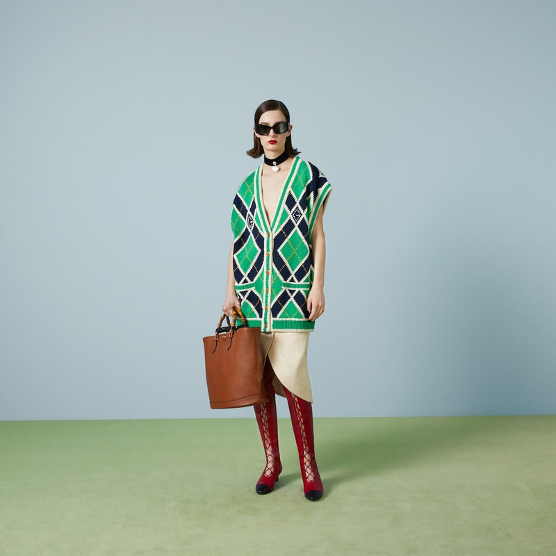 GUCCI G rhombus cotton stitch cardigan outlook