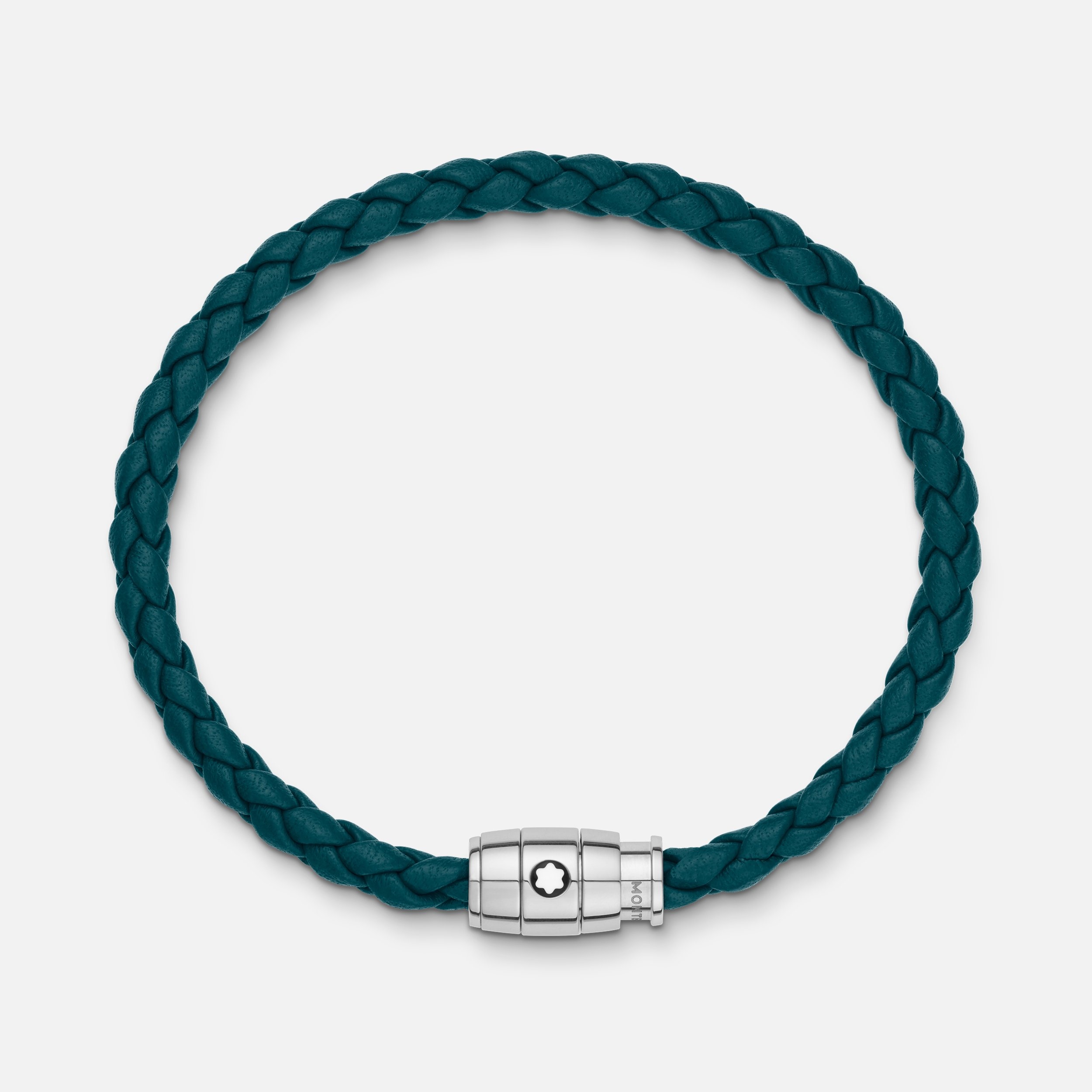 Bracelet Steel 3 rings Meisterstück collection in cyprus blue leather - 4