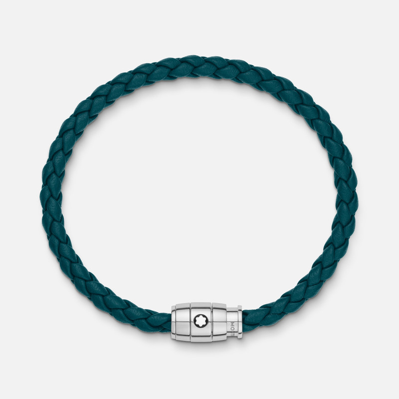 Bracelet Steel 3 rings Meisterstück collection in cyprus blue leather 4