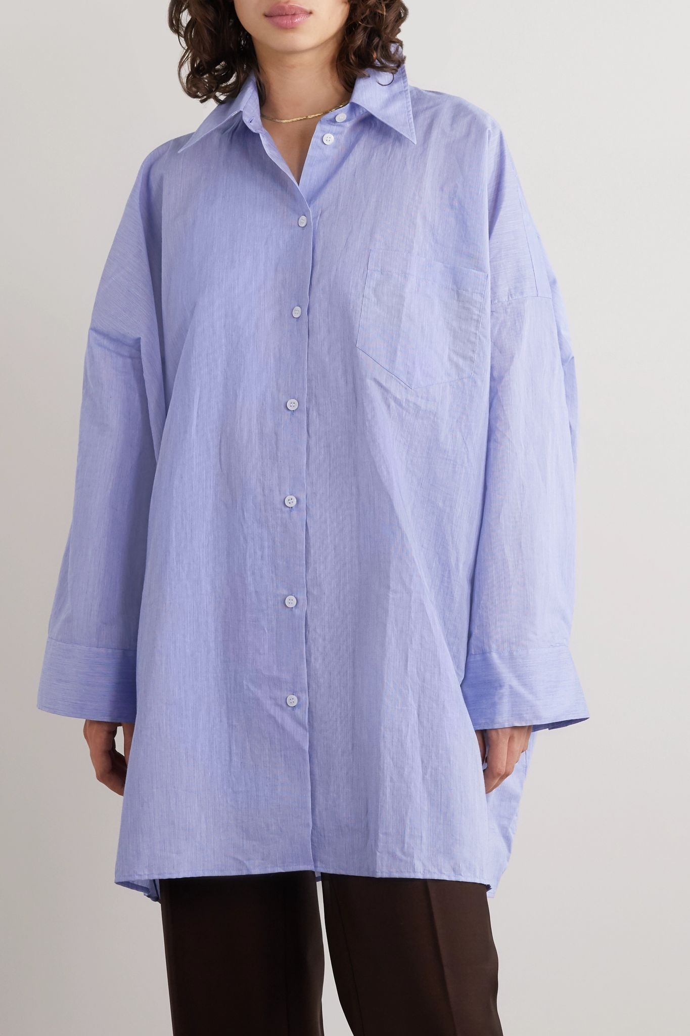 Oversized cotton-blend poplin shirt - 3