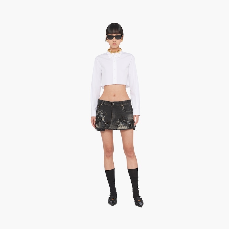 Black denim miniskirt - 5