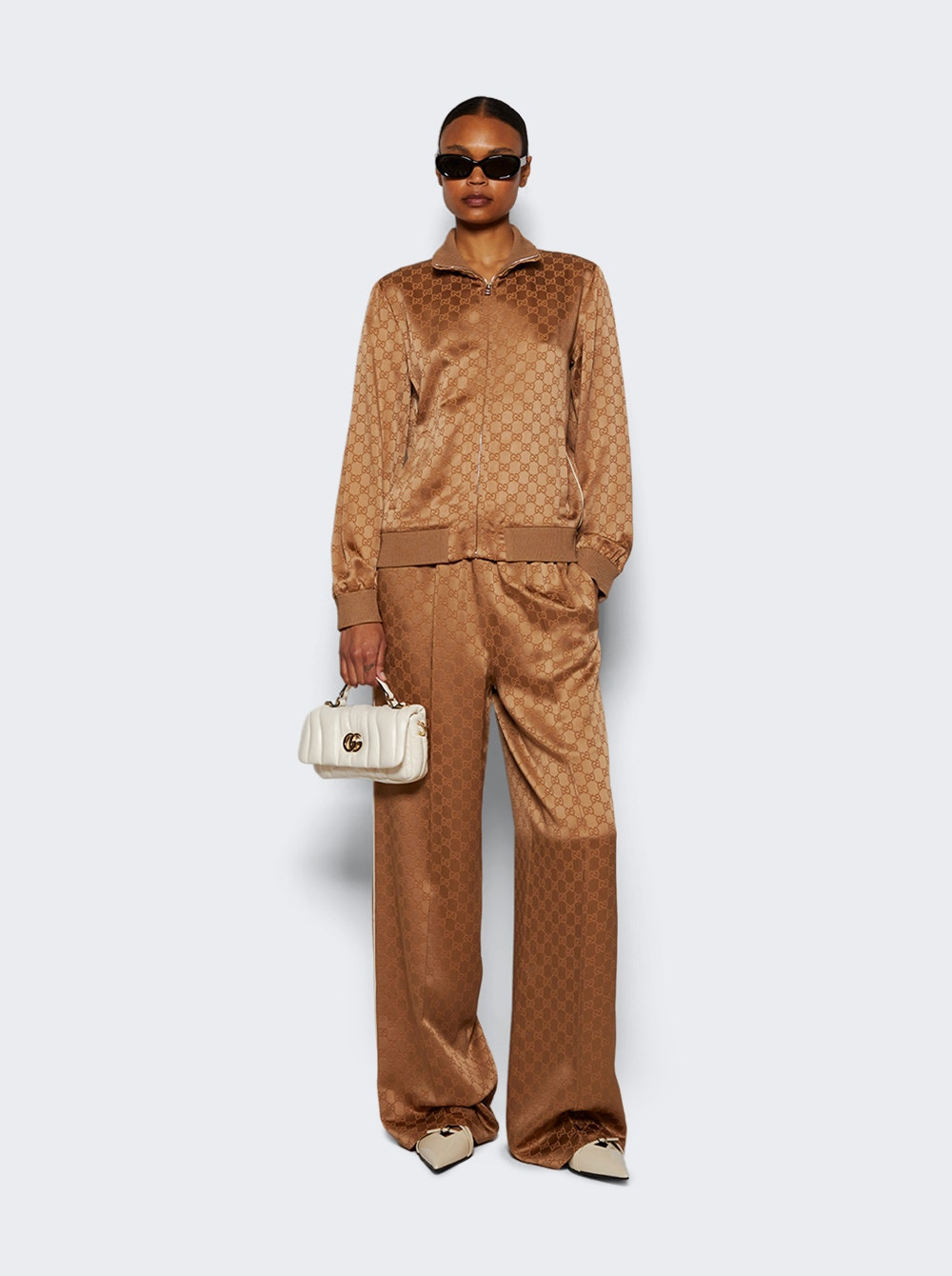 Gg Jacquard Zip Jacket Vintage Camel - 2