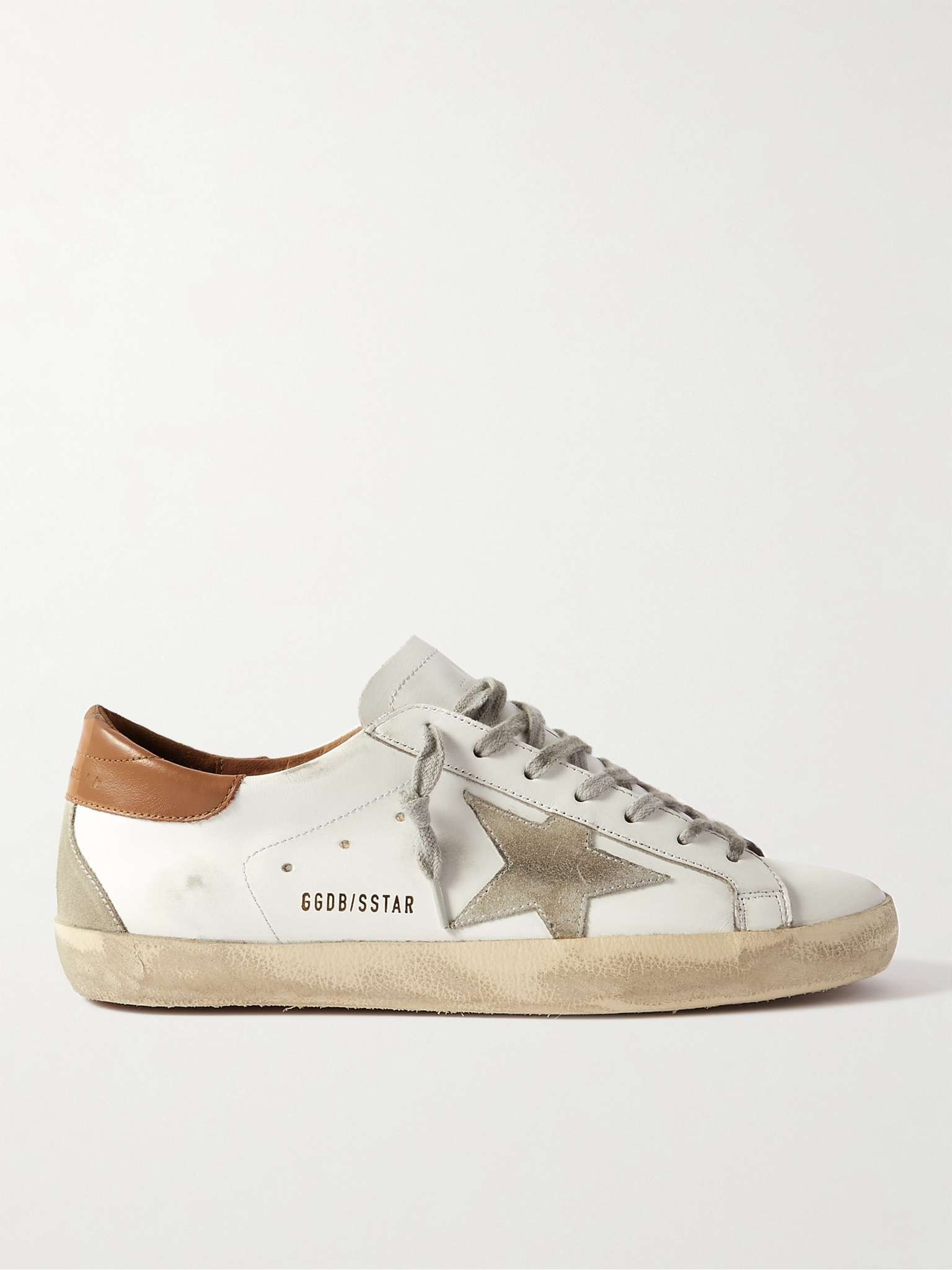 Superstar Distressed Leather and Suede Sneakers - 1