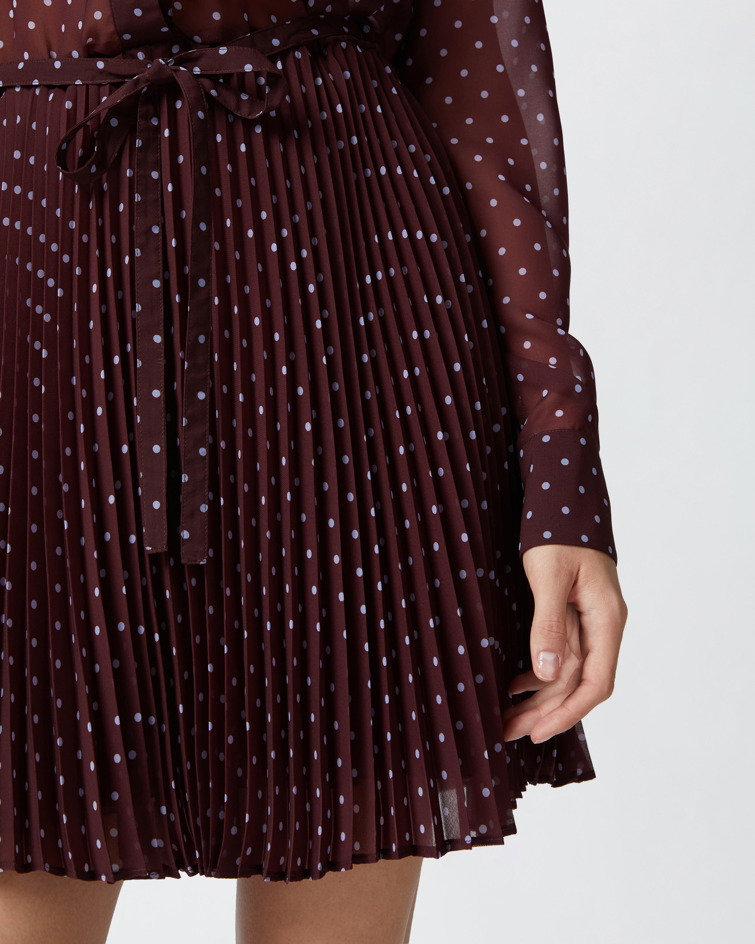 MINI CHIFFON SHIRT DRESS WITH POLKA DOTS - 4