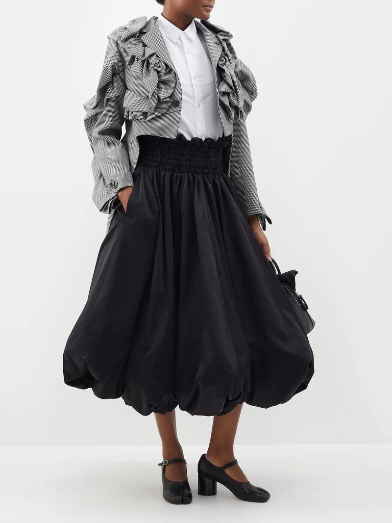 Cropped ruffled houndstooth wool-blend tailcoat 5