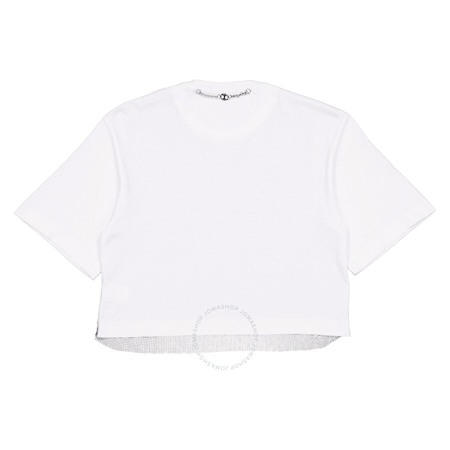 Rabanne Ladies Silver / White Metallic Mesh T-Shirt - 7
