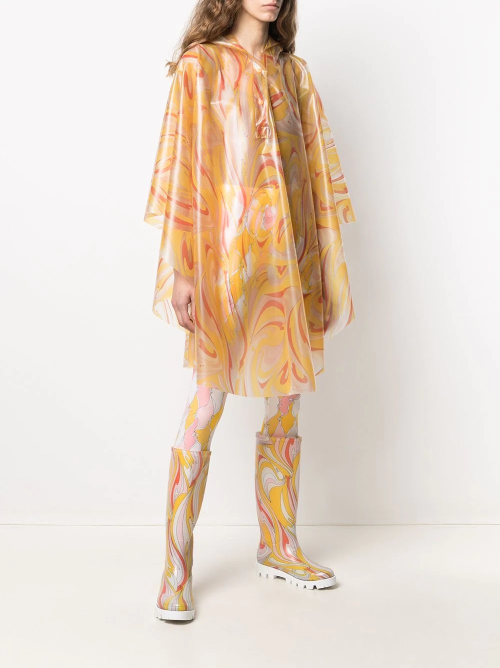 Vortici-print rain cape - 3