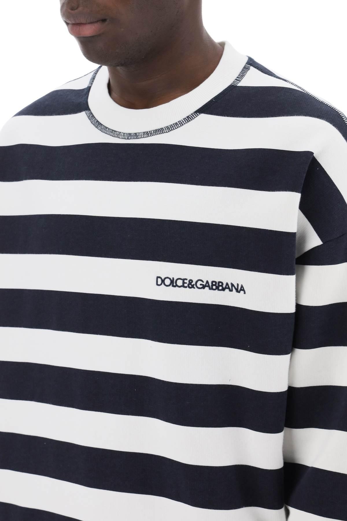 Dolce & Gabbana Striped Sweatshirt With Embroidered Logo - 5