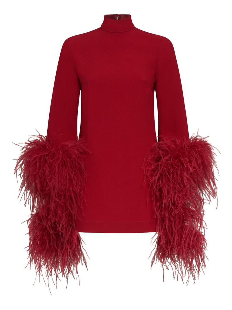 feather-cuff mini dress 1