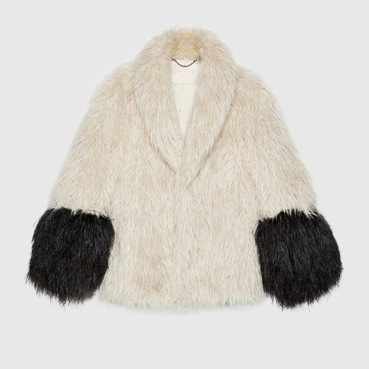 Faux fur coat with feathers - 1