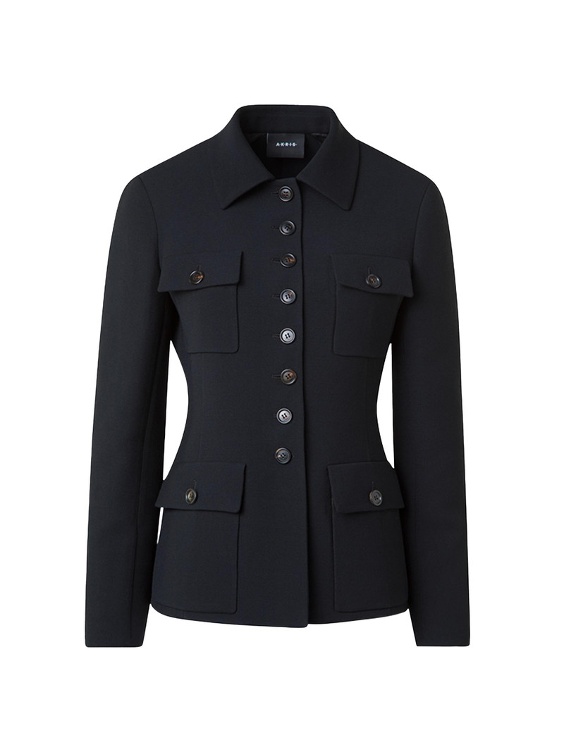 Women's Virgin-Wool Military Jacket - Black 1