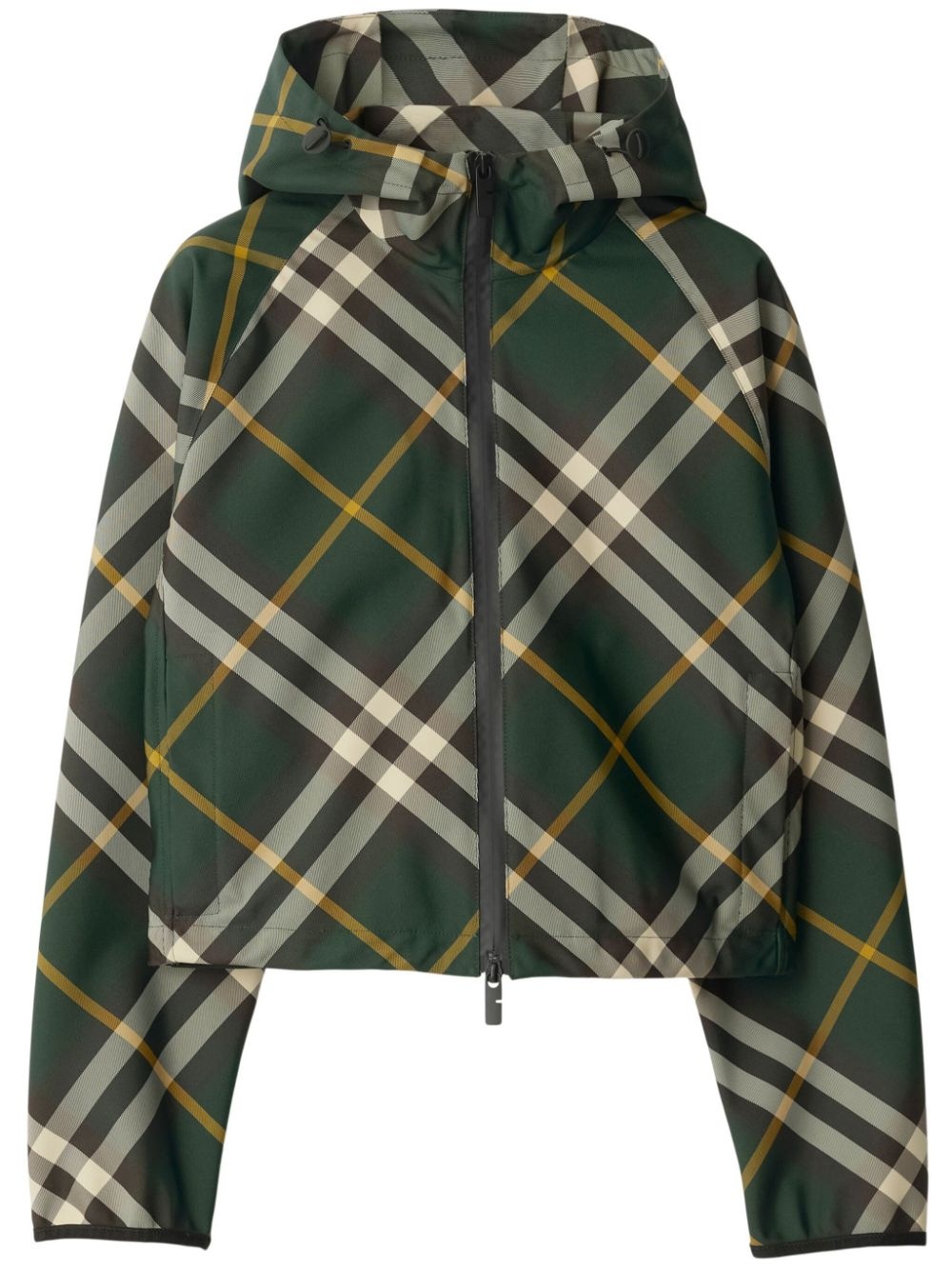 Check motif hooded jacket - 1
