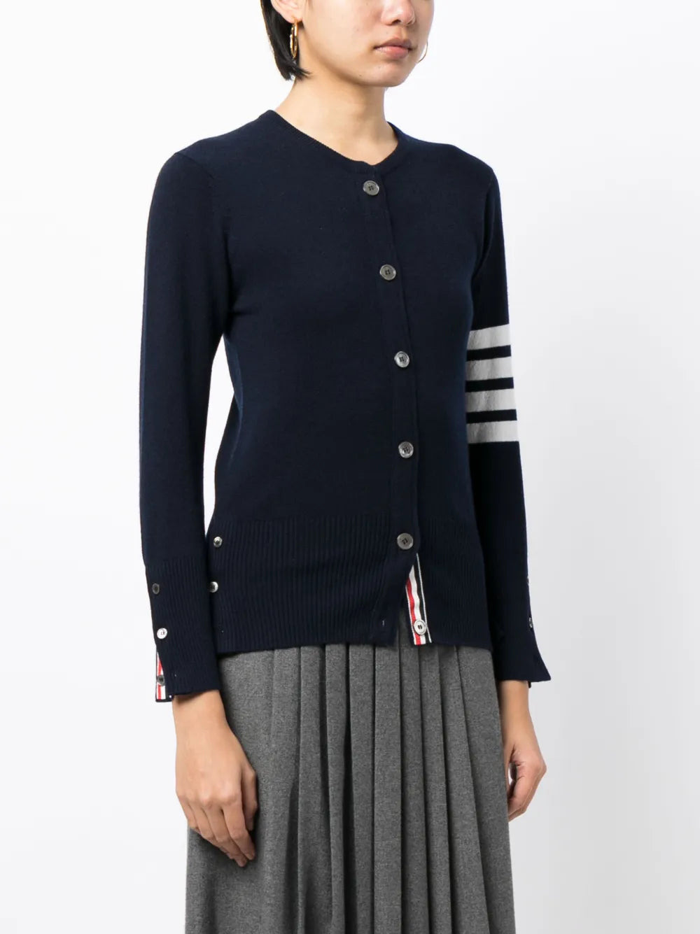 Classic Cashmere 4-Bar Crew Neck Cardigan Women - 3