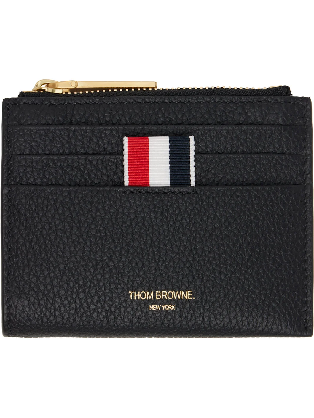 Black Soft Pebble Grain Zip Top Card Holder - 1