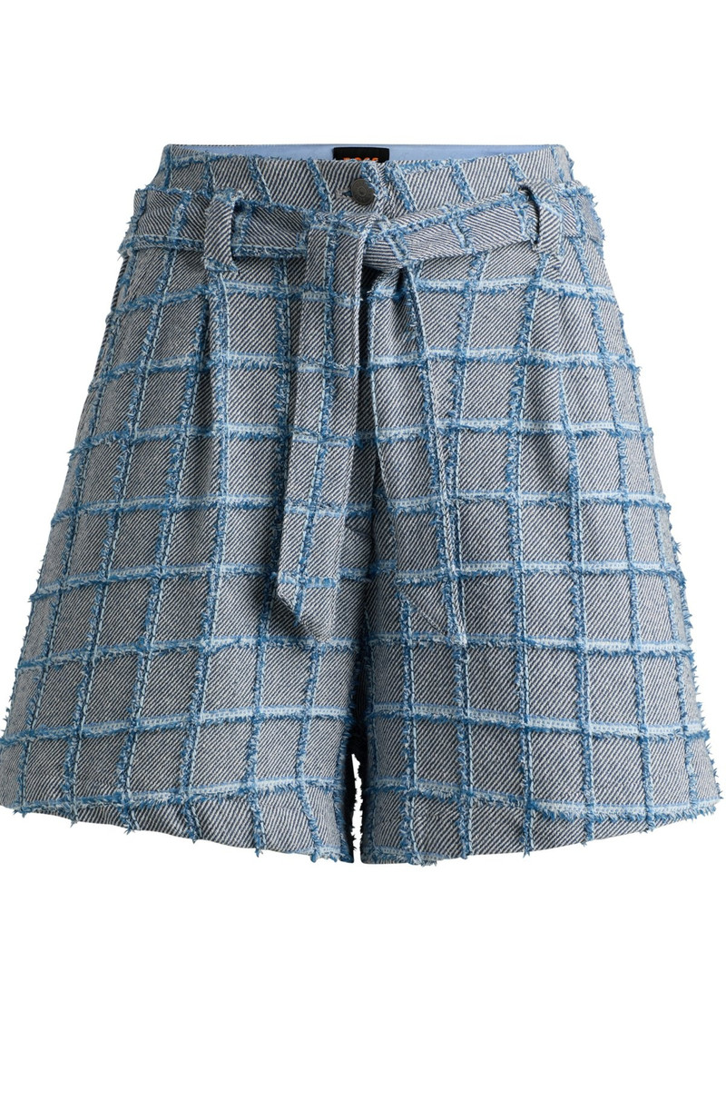 TWEED PAPERBAG SHORTS WITH DENIM CHECK 1