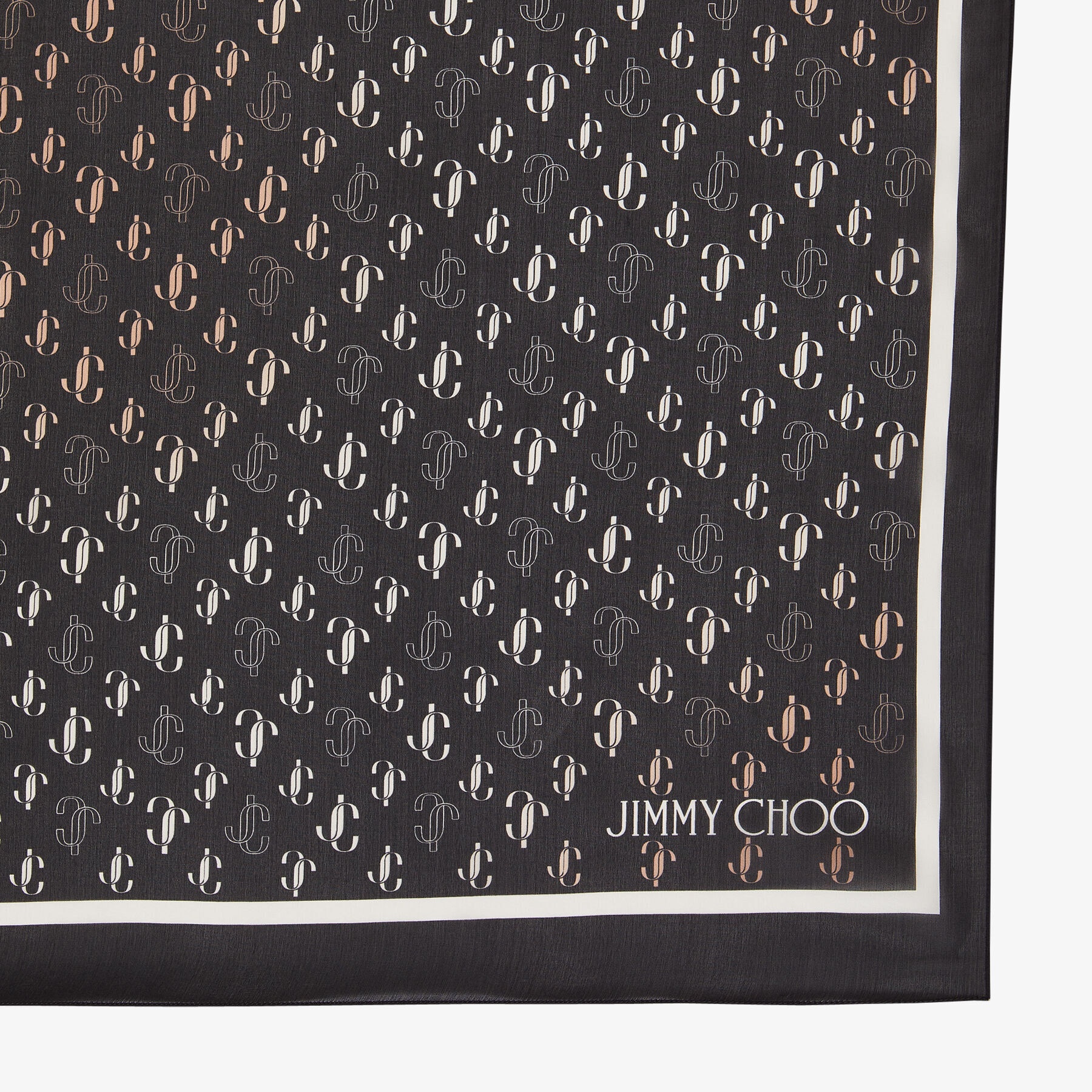 Doris
Black Silk Stole with JC Monogram Repeat Print - 3