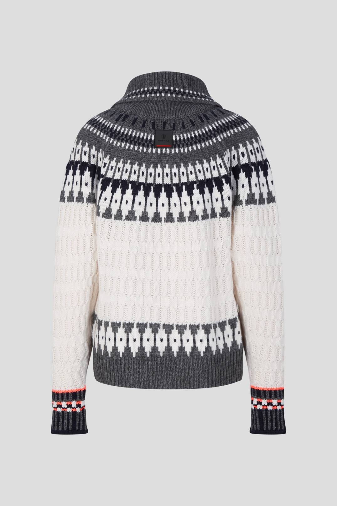 DARGY KNIT PULLOVER IN GREY/OFF-WHITE - 2