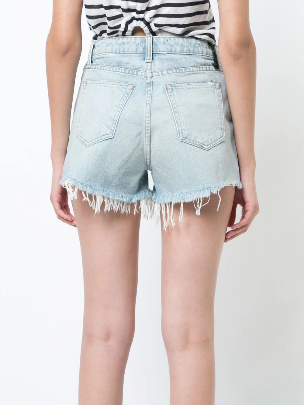 frayed denim shorts - 4