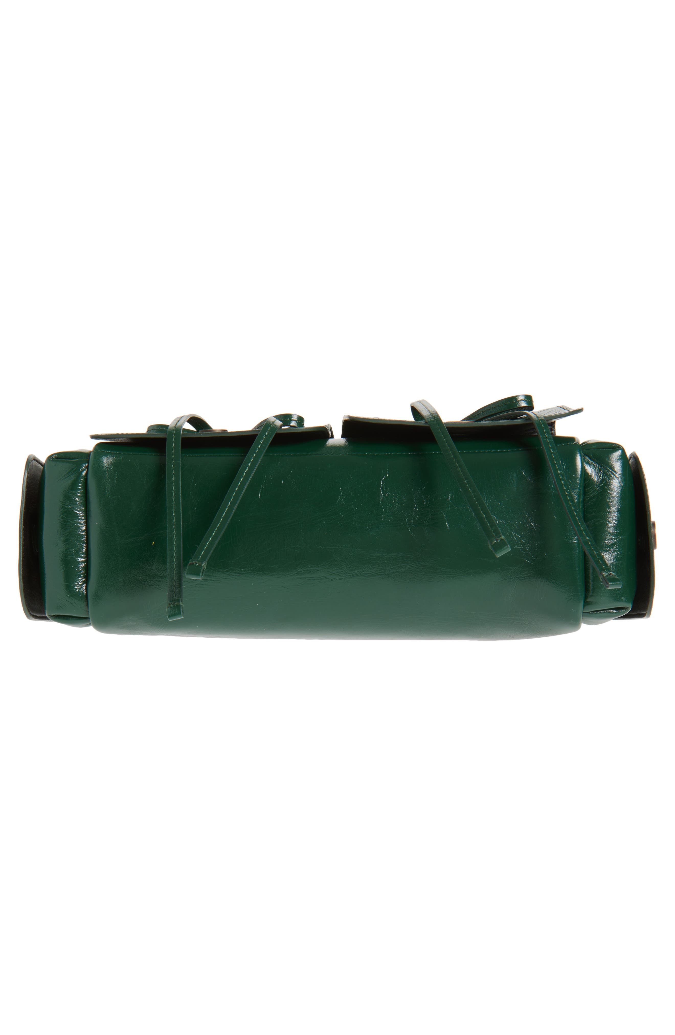 Acne Studios Multipocket Luxe Crinkle Leather Top Handle Bag in Dark Green at Nordstrom - 7