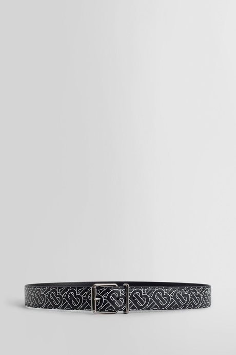 Burberry men's black and white monogram print belt - 1