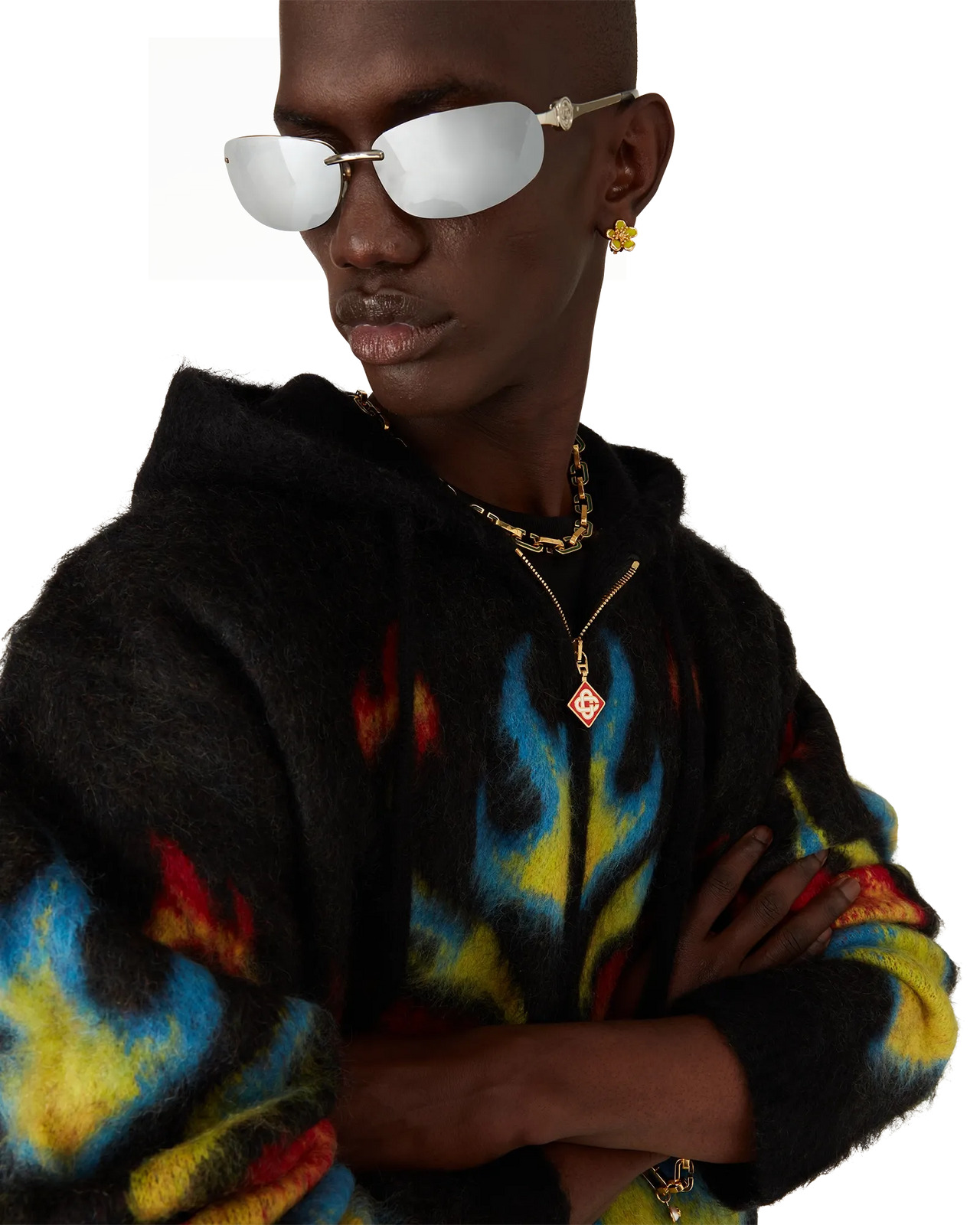 Mohair Flame Laurel Zip Hoodie | Casablanca Paris - 3