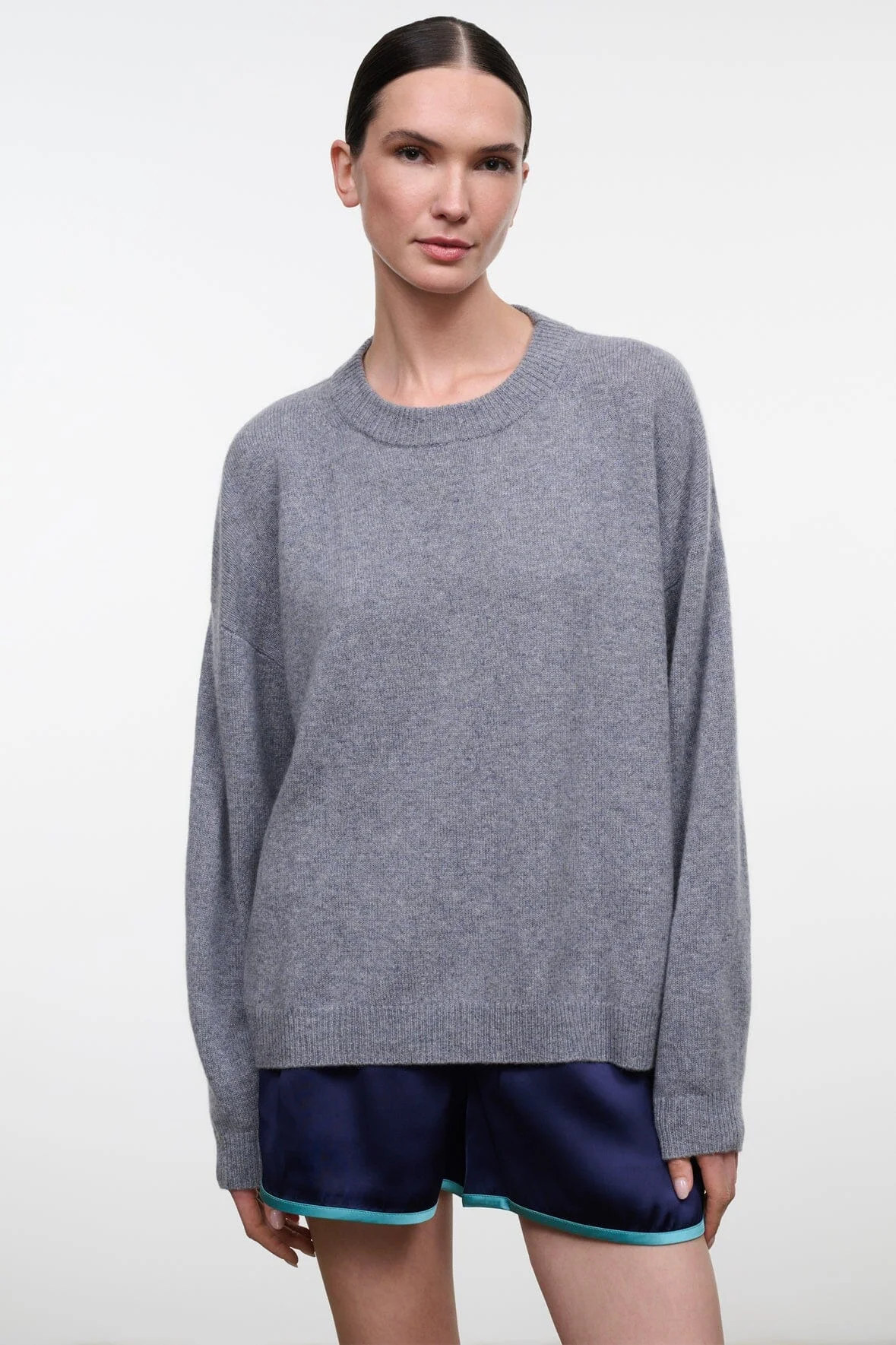 STAUD SERRANO CASHMERE RELAXED CREW ASH - 1