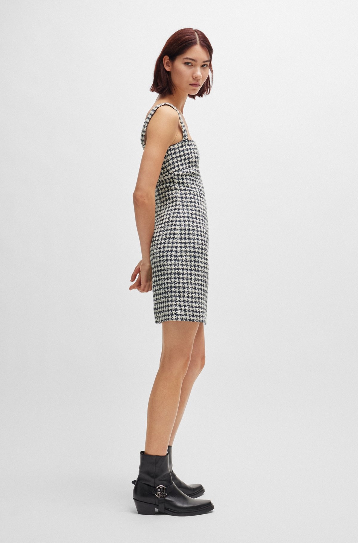 MINI DRESS WITH HOUNDSTOOTH PATTERN - 6