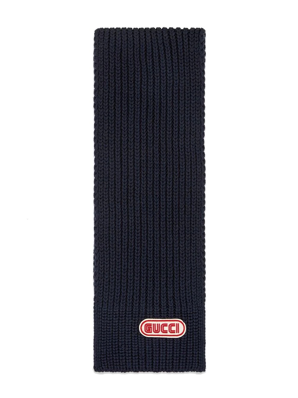 Wool scarf with Gucci patch - 3