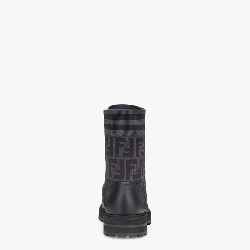 FENDI Black leather biker boots outlook