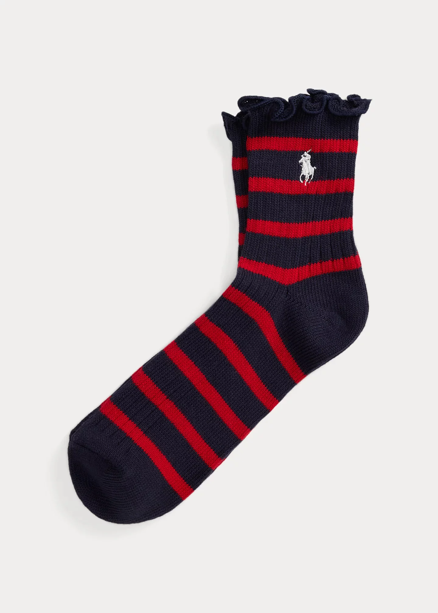 Striped Ruffled-Cuff Ankle Socks - 1