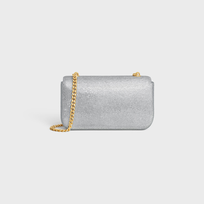 CHAIN SHOULDER BAG CLAUDE in SUEDE CALFSKIN WITH STRASS 3