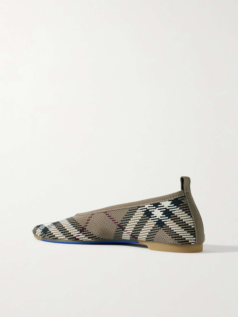 Checked jacquard-knit ballet flats Beige 3