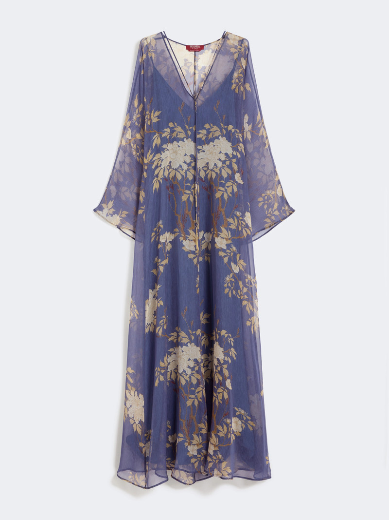 ANGUS Printed silk kaftan dress - NAVY 1