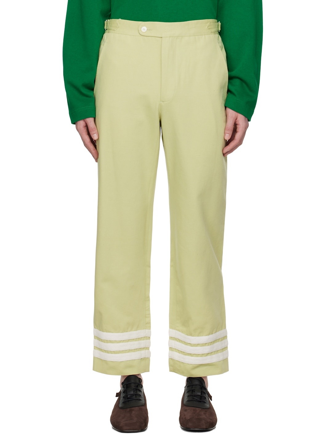 Green Tri-Stripe Trousers - 1