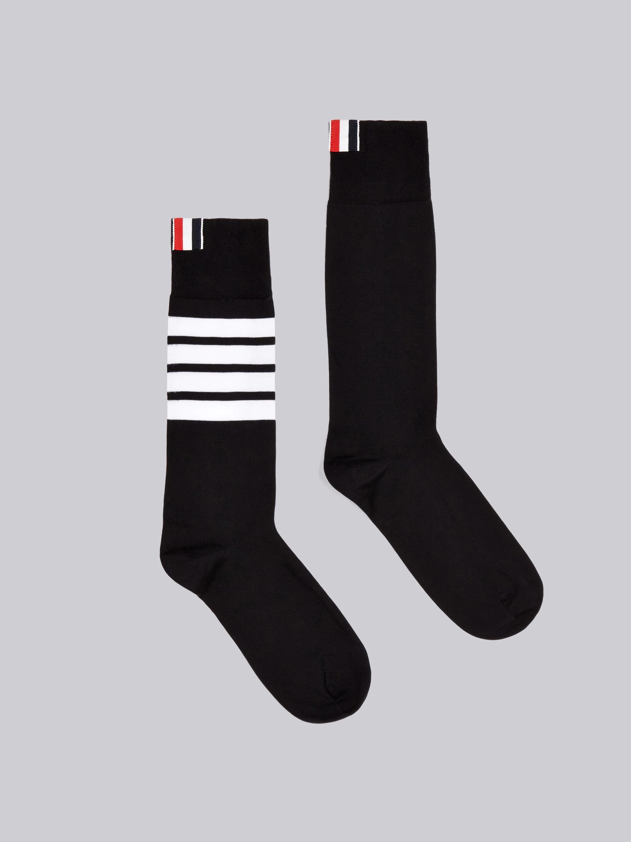 Navy Lightweight Cotton Mid-calf 4-Bar Socks - 1