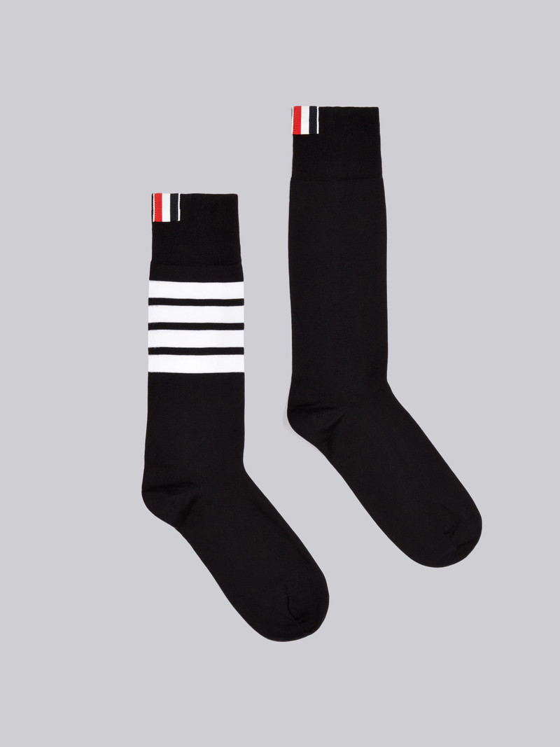 Navy Lightweight Cotton Mid-calf 4-Bar Socks 1