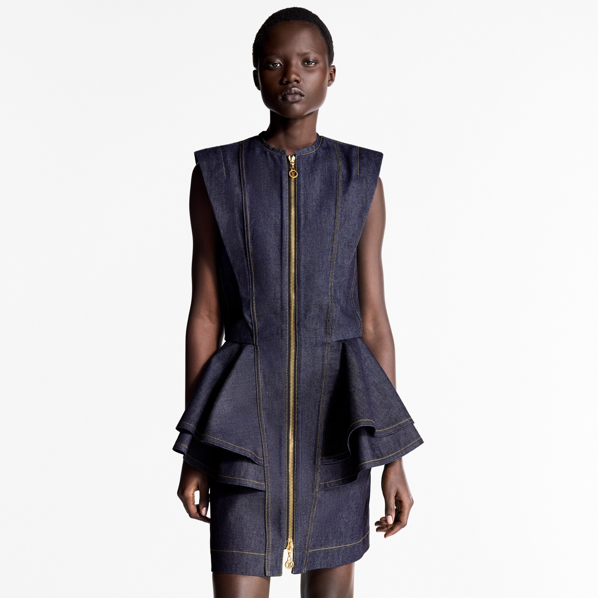 Denim Flounce Dress - 2