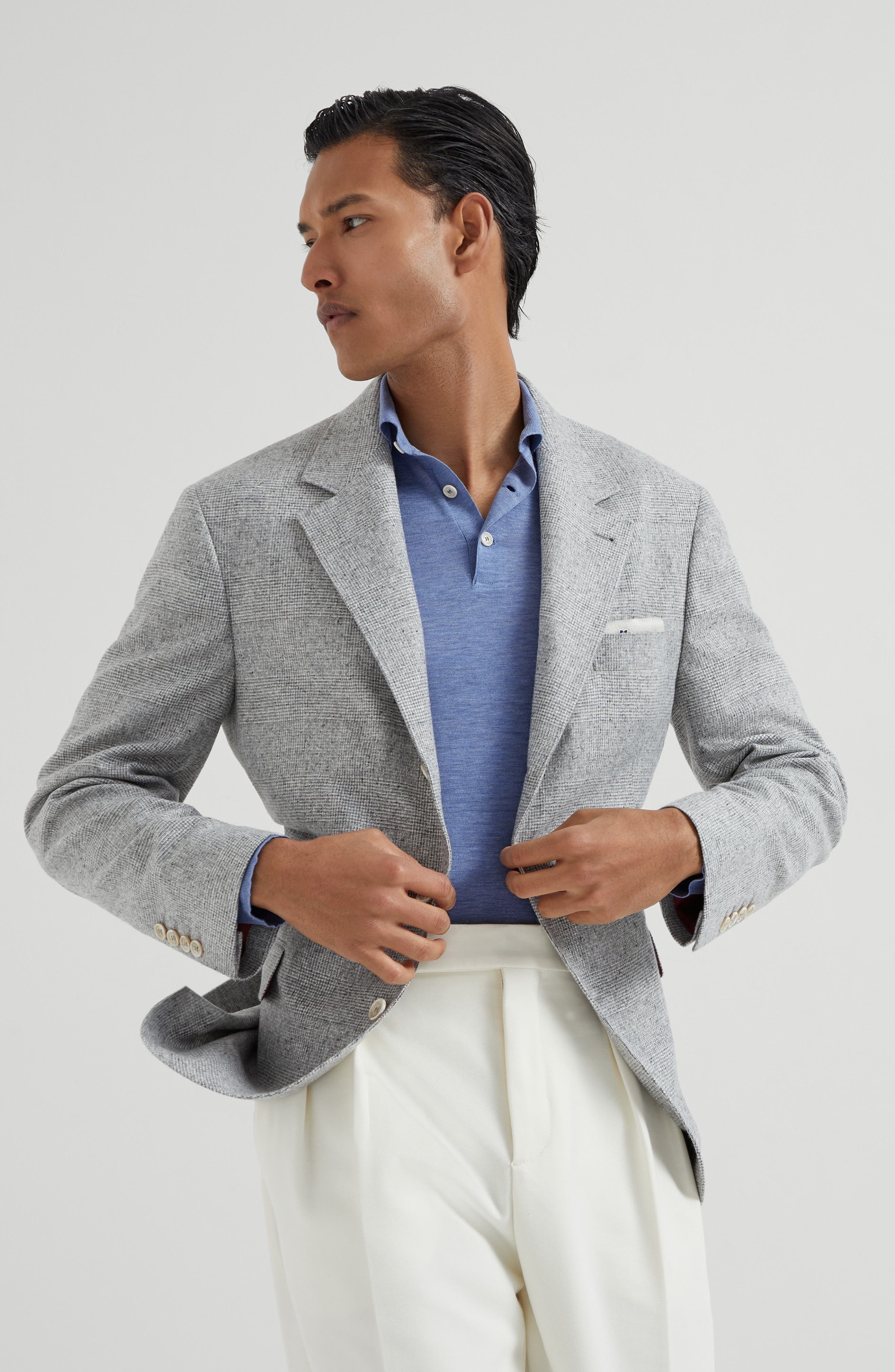 Brunello Cucinelli Lightweight knit Polo in Denim at Nordstrom - 5