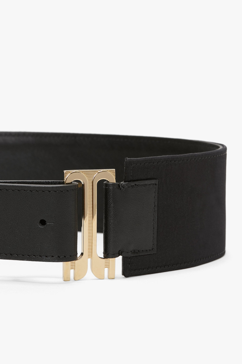 Victoria Beckham Wide Dorian Tuxedo Belt In Black outlook