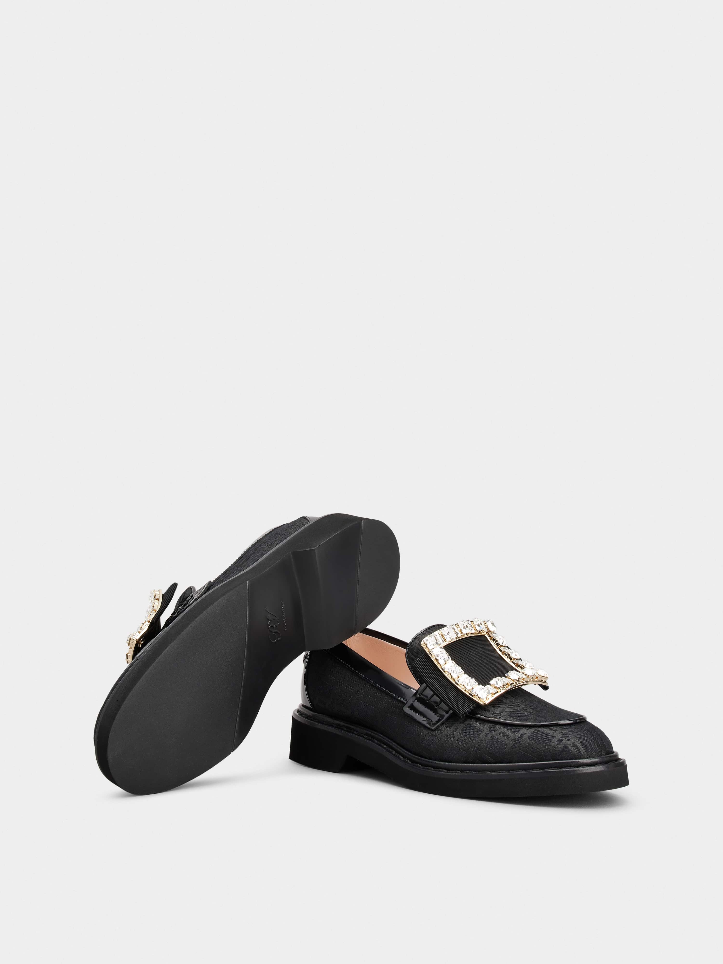 Viv' Rangers Rhinestone Buckle Loafers in Fabric - 6