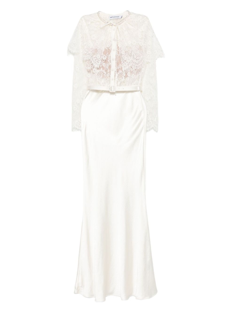 lace-panel satin maxi dress - 1