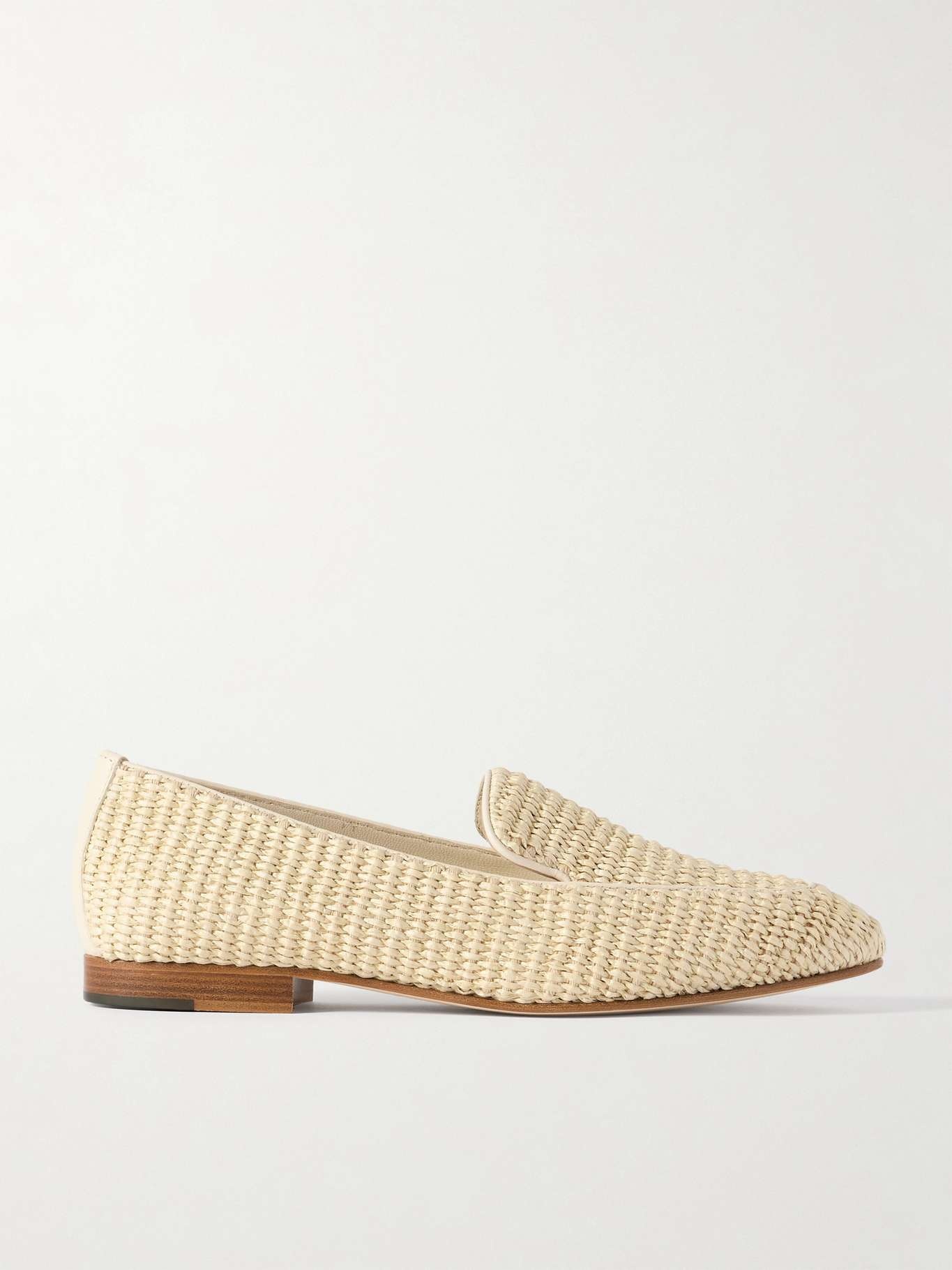 Pitakara leather-trimmed raffia loafers - 1