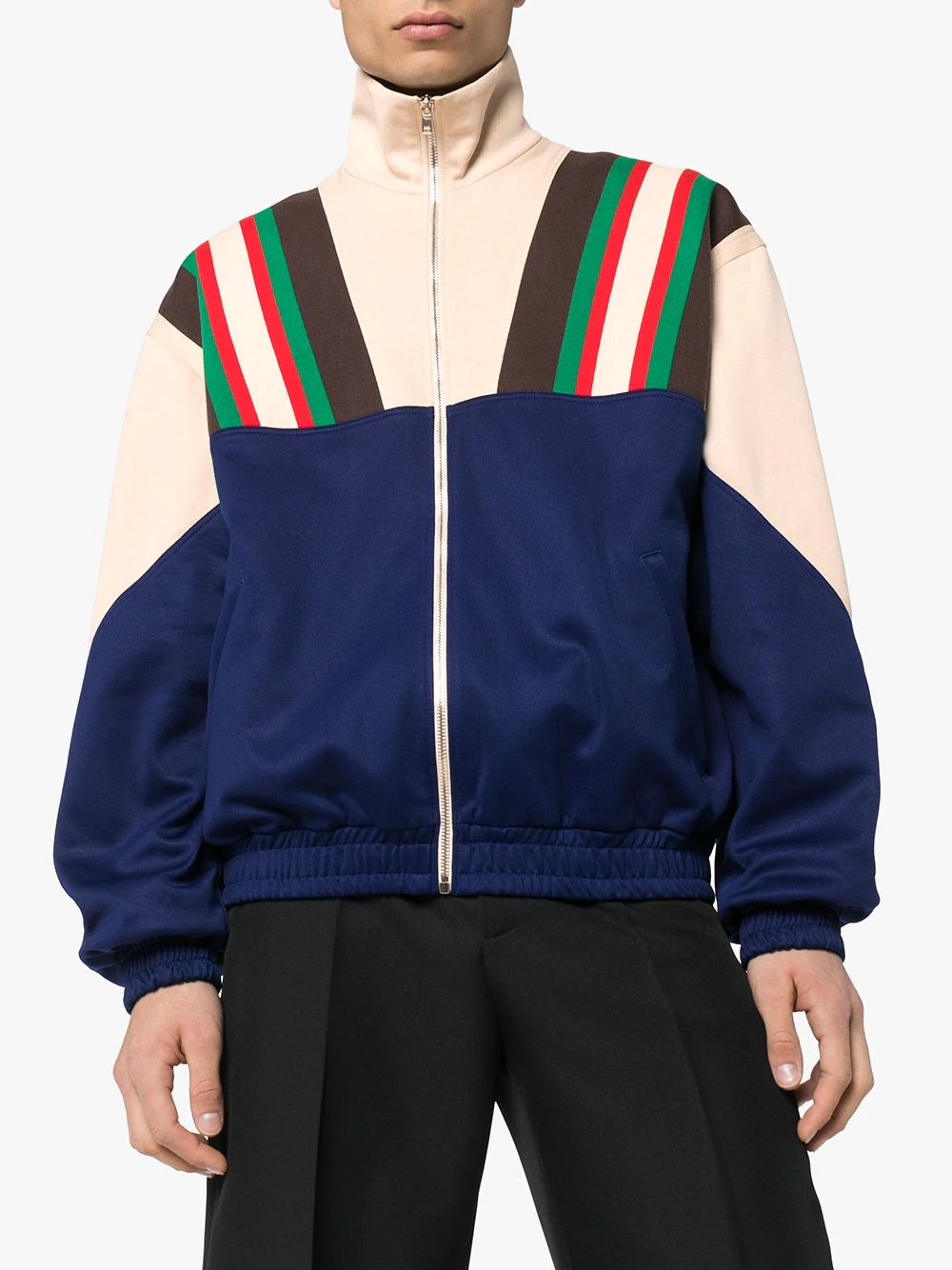 zip-up striped track jacket - 3