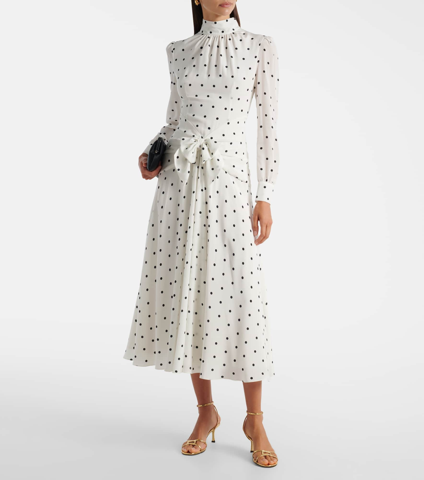 Polka-dot silk midi dress - 2