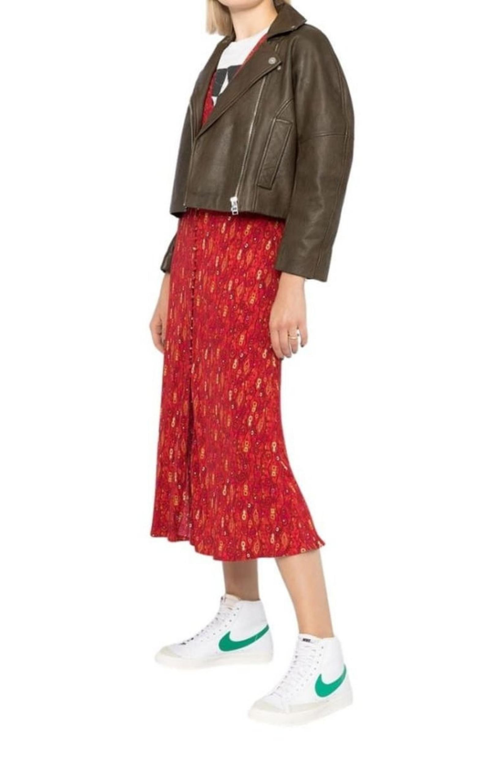 Leather Cropped Biker Jacket - 2