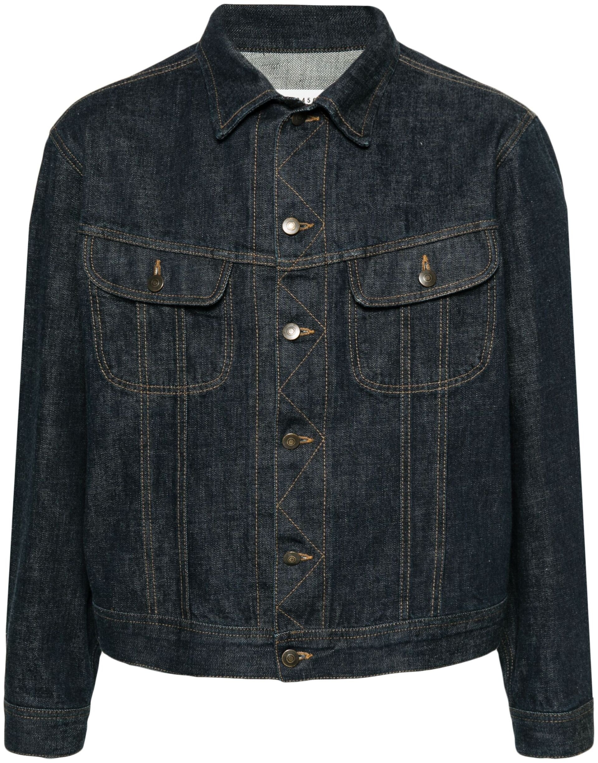 Blue Contrast-Topstitching Denim Jacket - 1