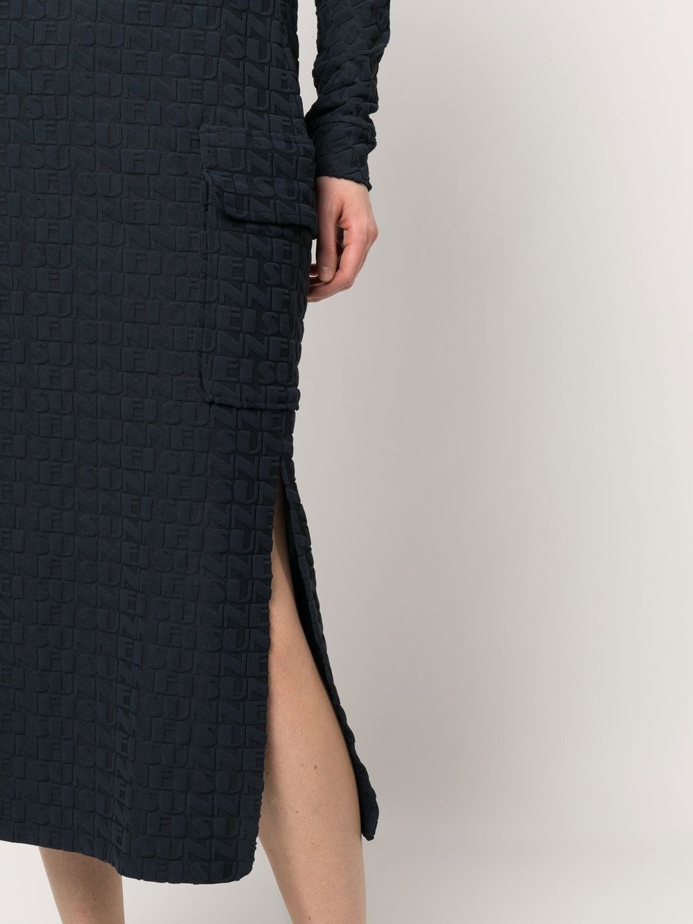 embossed logo-print midi skirt - 5