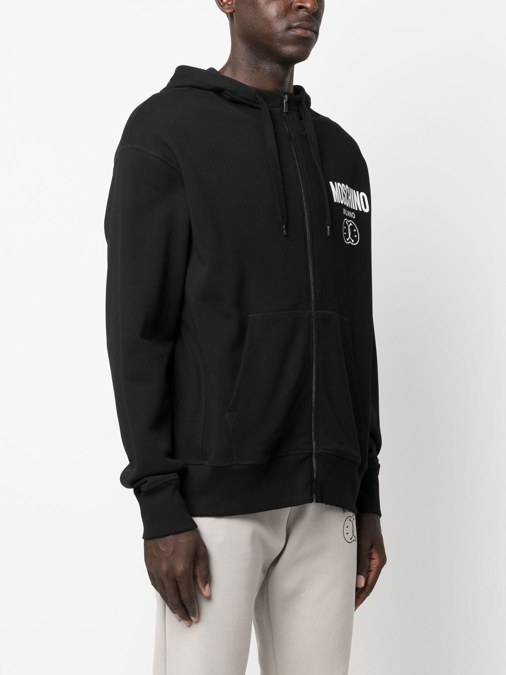 logo-print cotton hoodie - 4