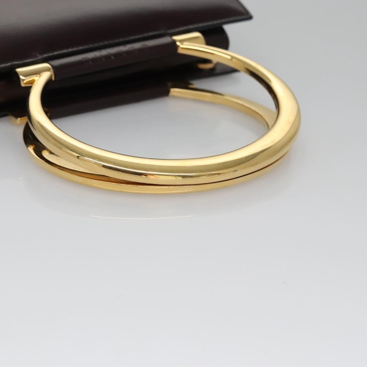 CELINE Hand Bag Leather Brown Gold - 7
